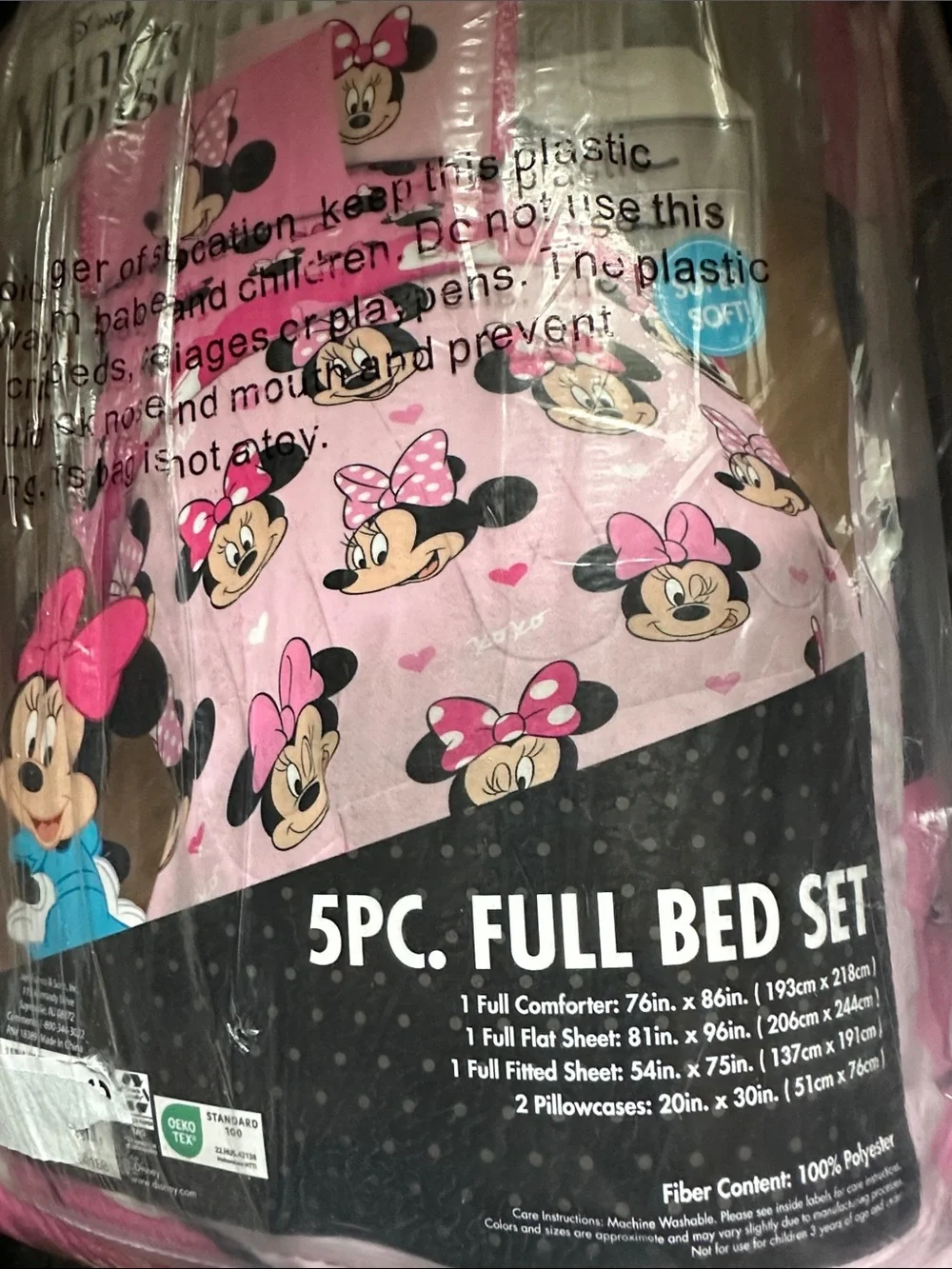 Disney Minnie Mouse Pink and Black Kids Full size Comforter Set
